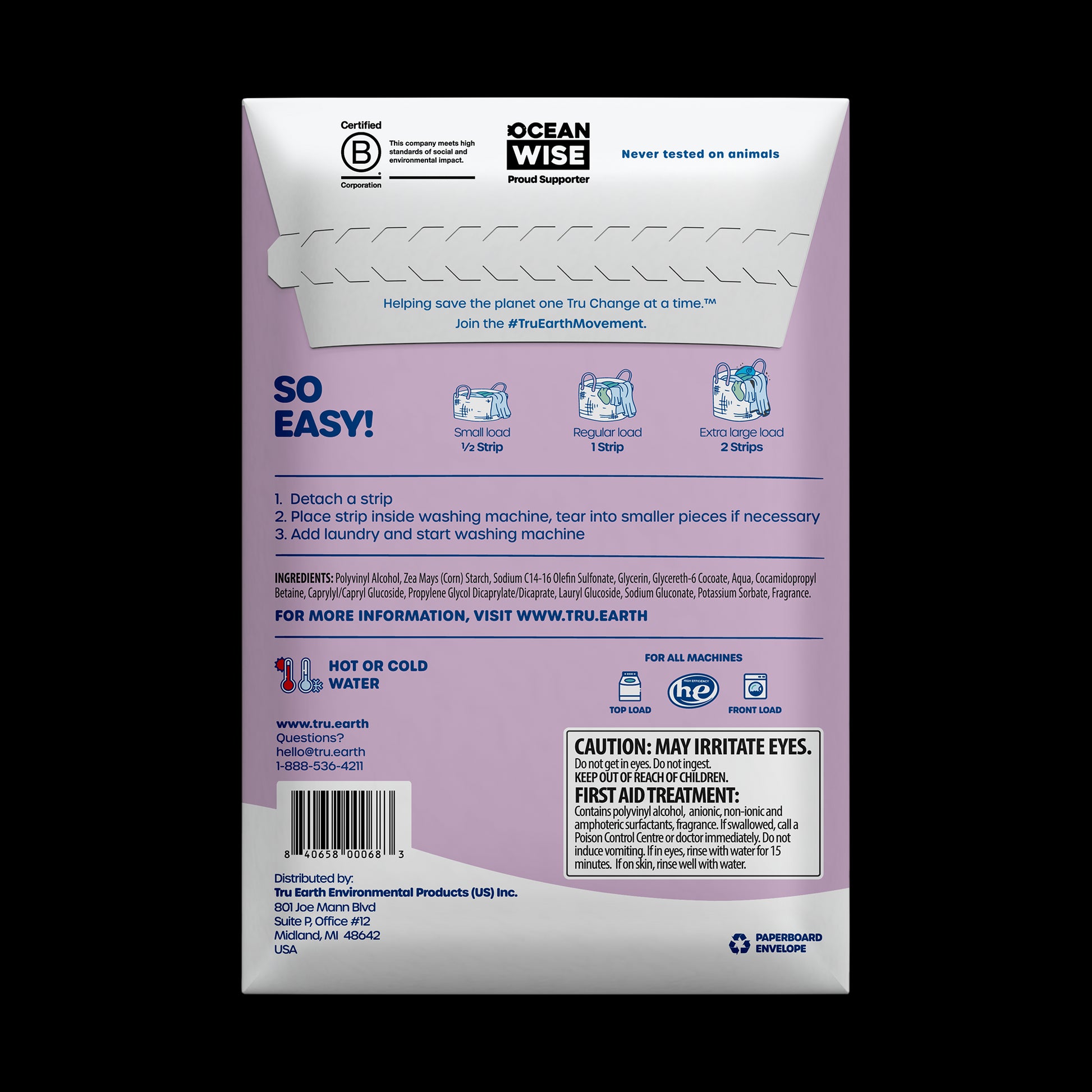TruEarth Laundry Detergent Lilac Breeze Back of Package