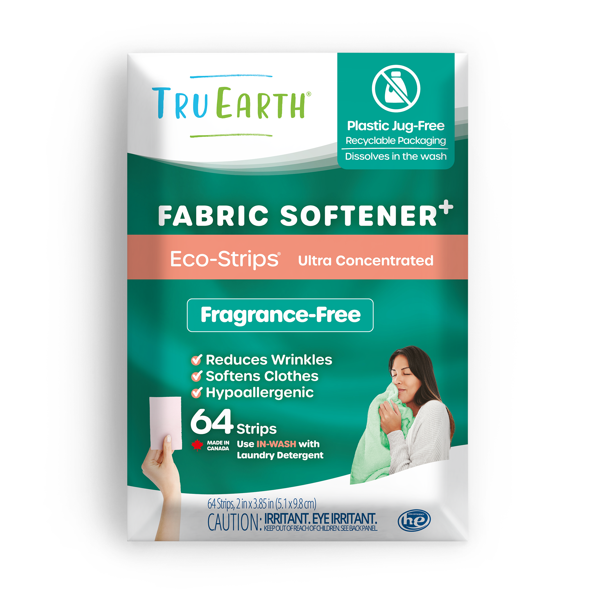 TruEarth Fabric Softener Fragrance-Free Front of Package || 64 Strips