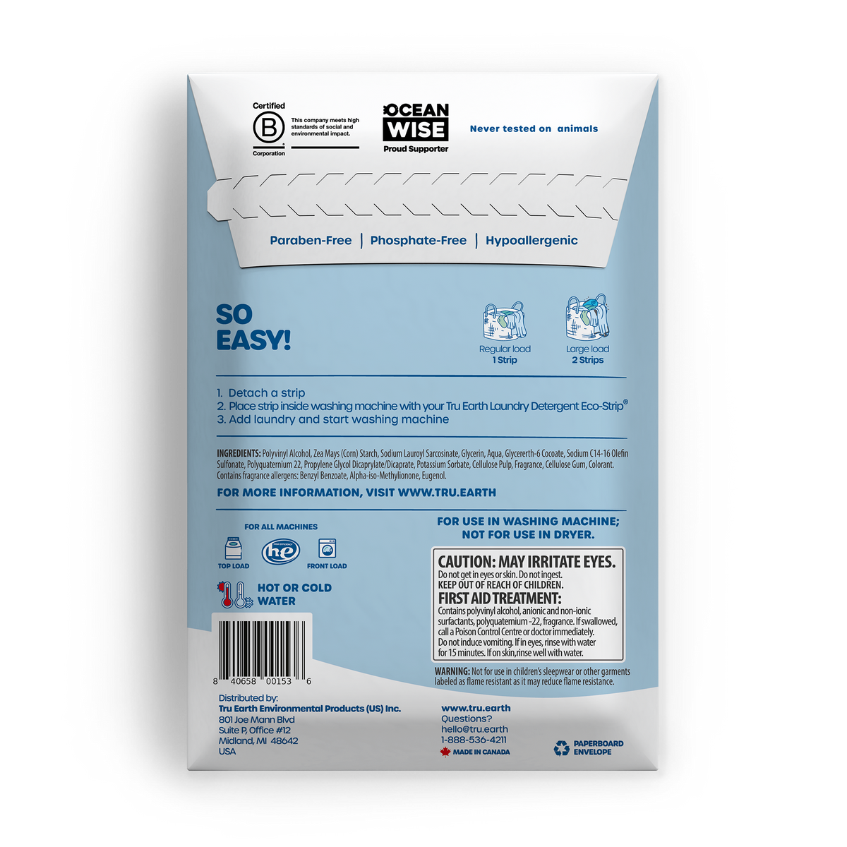 TruEarth Fabric Softener Fresh Linen Back of Package