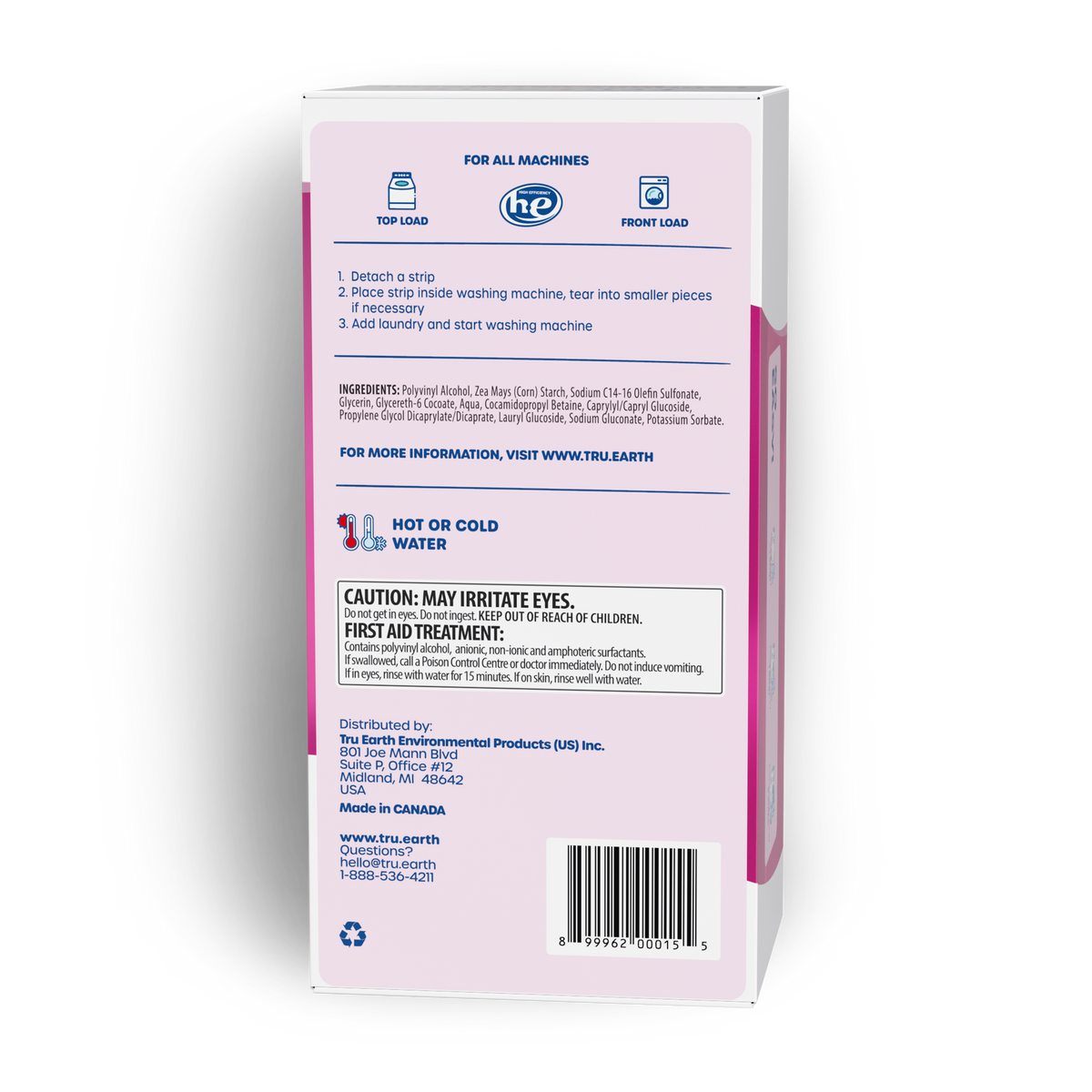 TruEarth Laundry Detergent Baby Fragrance-Free Back of Package