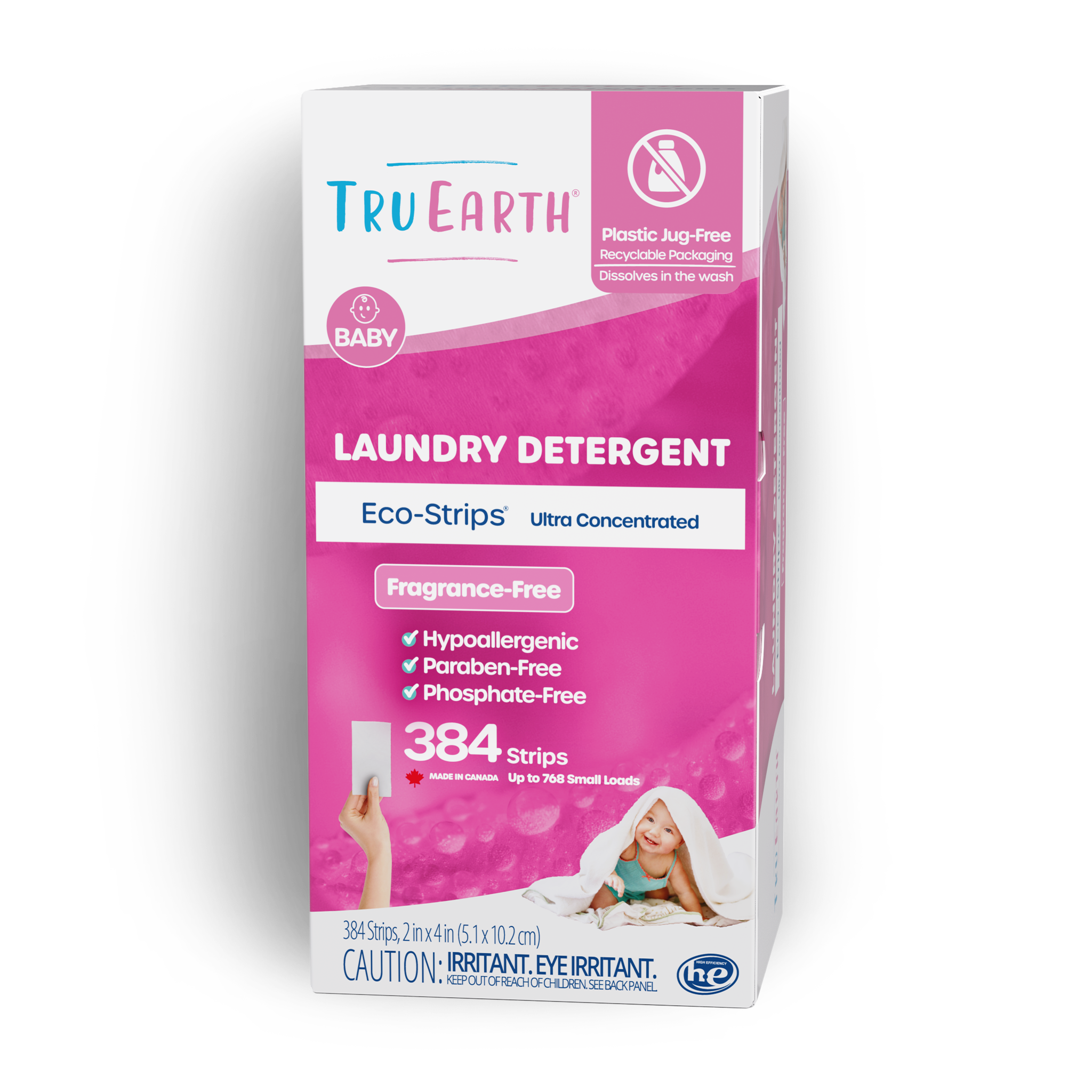 TruEarth Laundry Detergent Baby Fragrance-Free Front of Package || 384 Strips