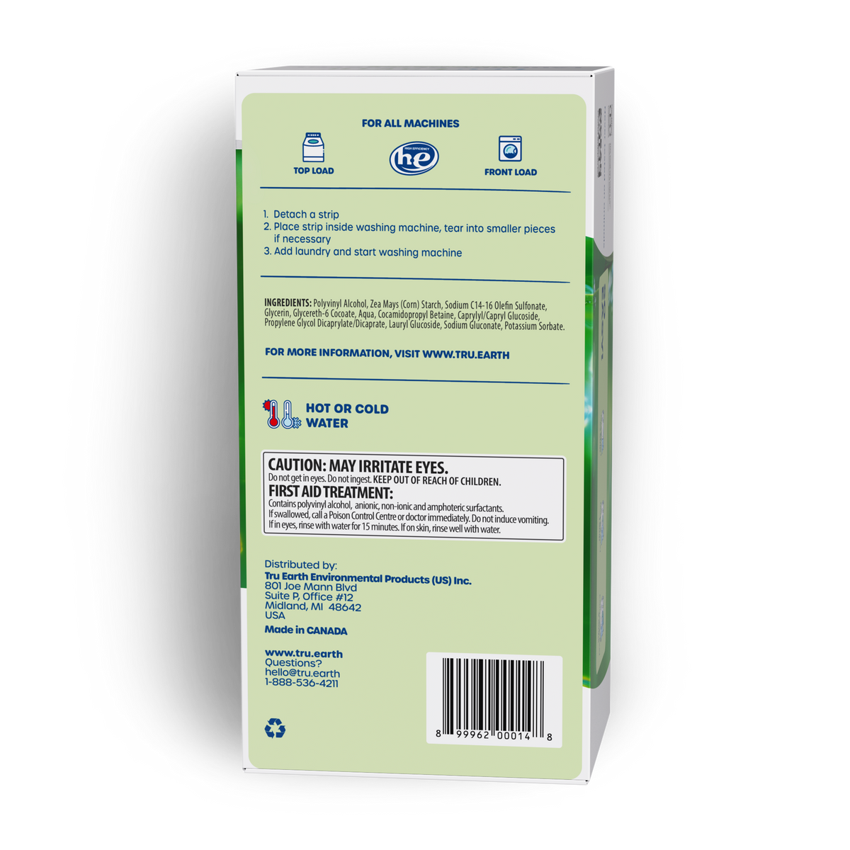 TruEarth Laundry Detergent Fragrance-Free Back of Package