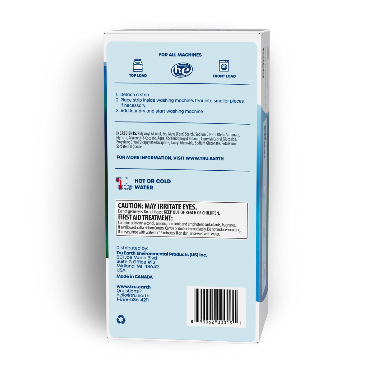 TruEarth Laundry Detergent Fresh Linen Back of Package