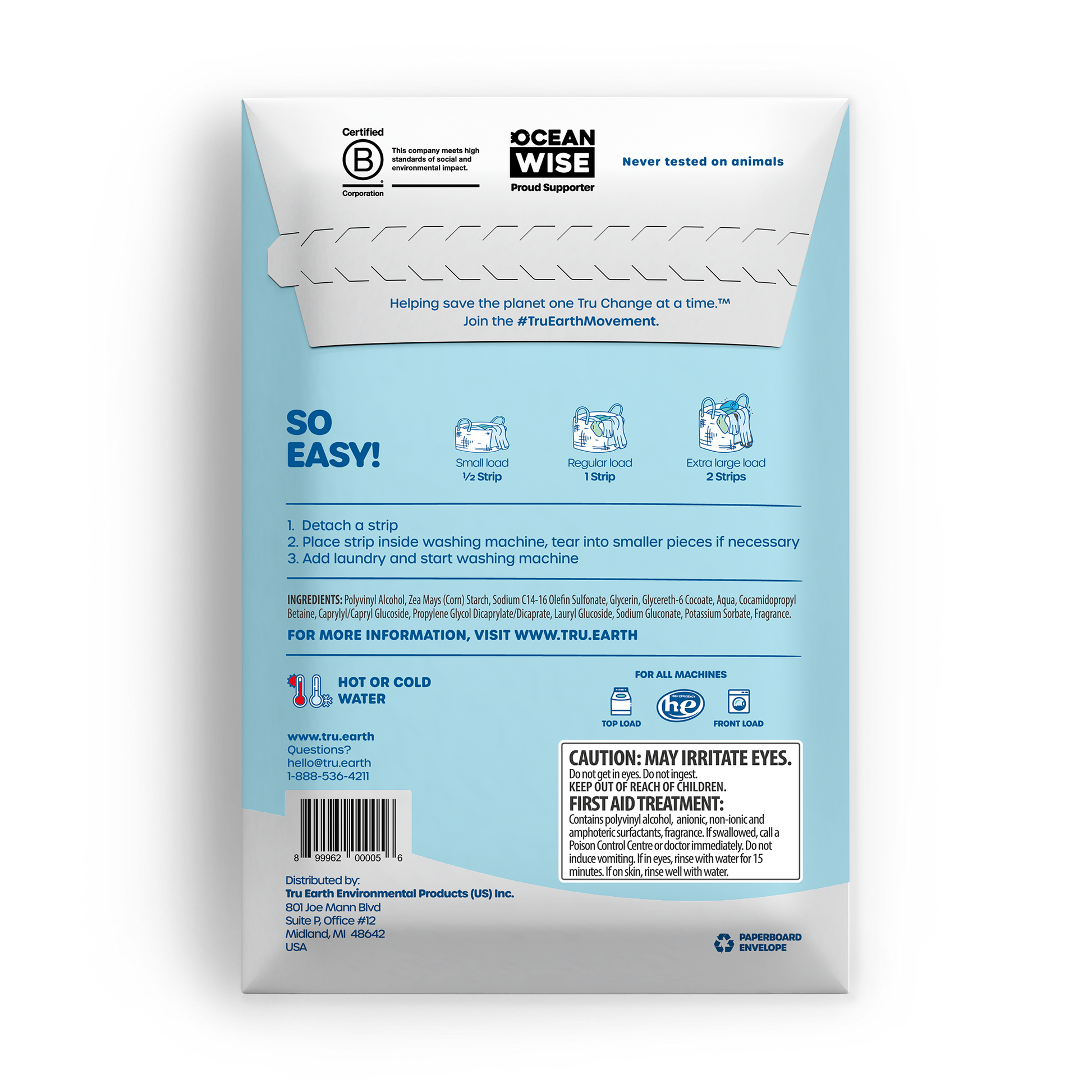 TruEarth Laundry Detergent Fresh Linen Back of Package