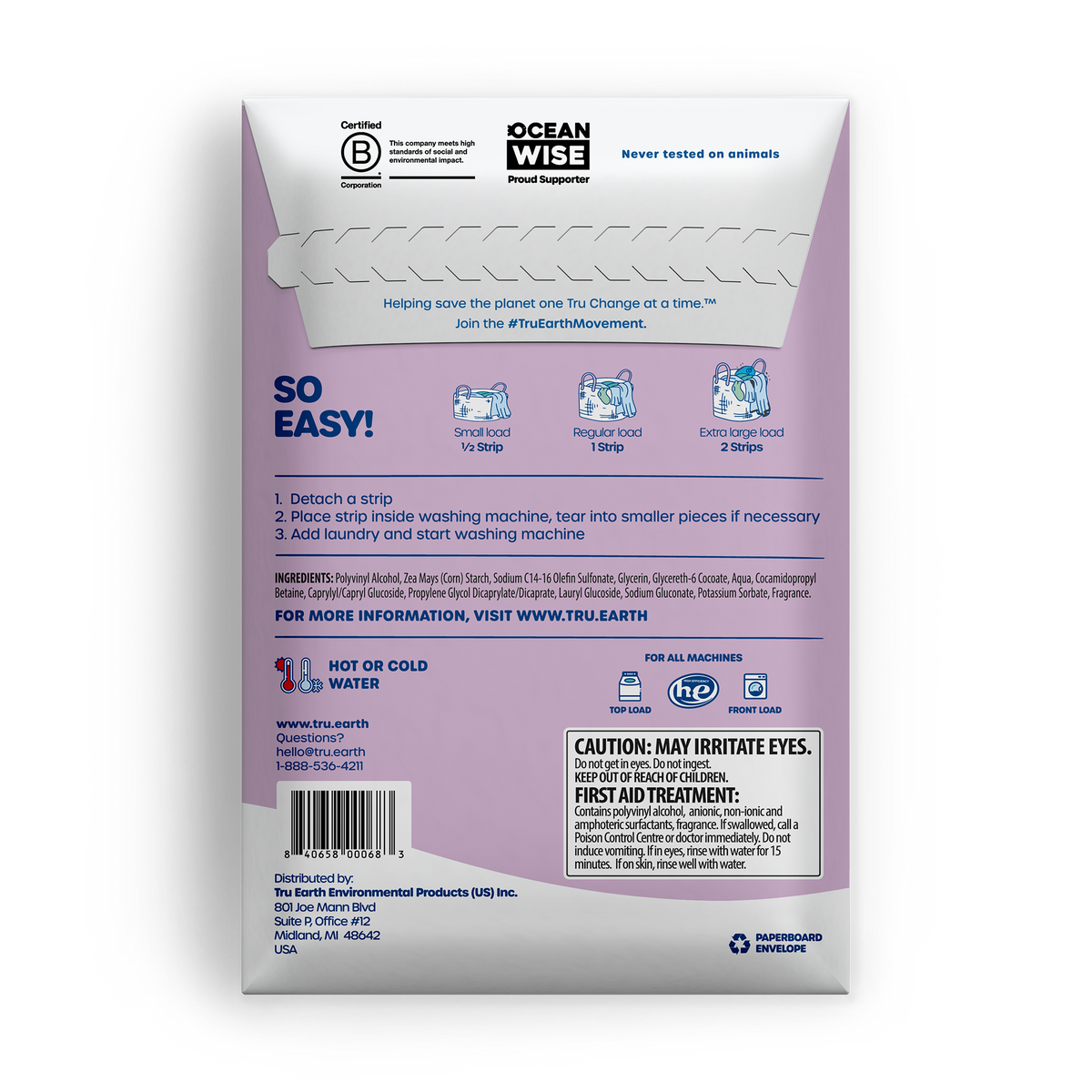 TruEarth Laundry Detergent Lilac Breeze Back of Package
