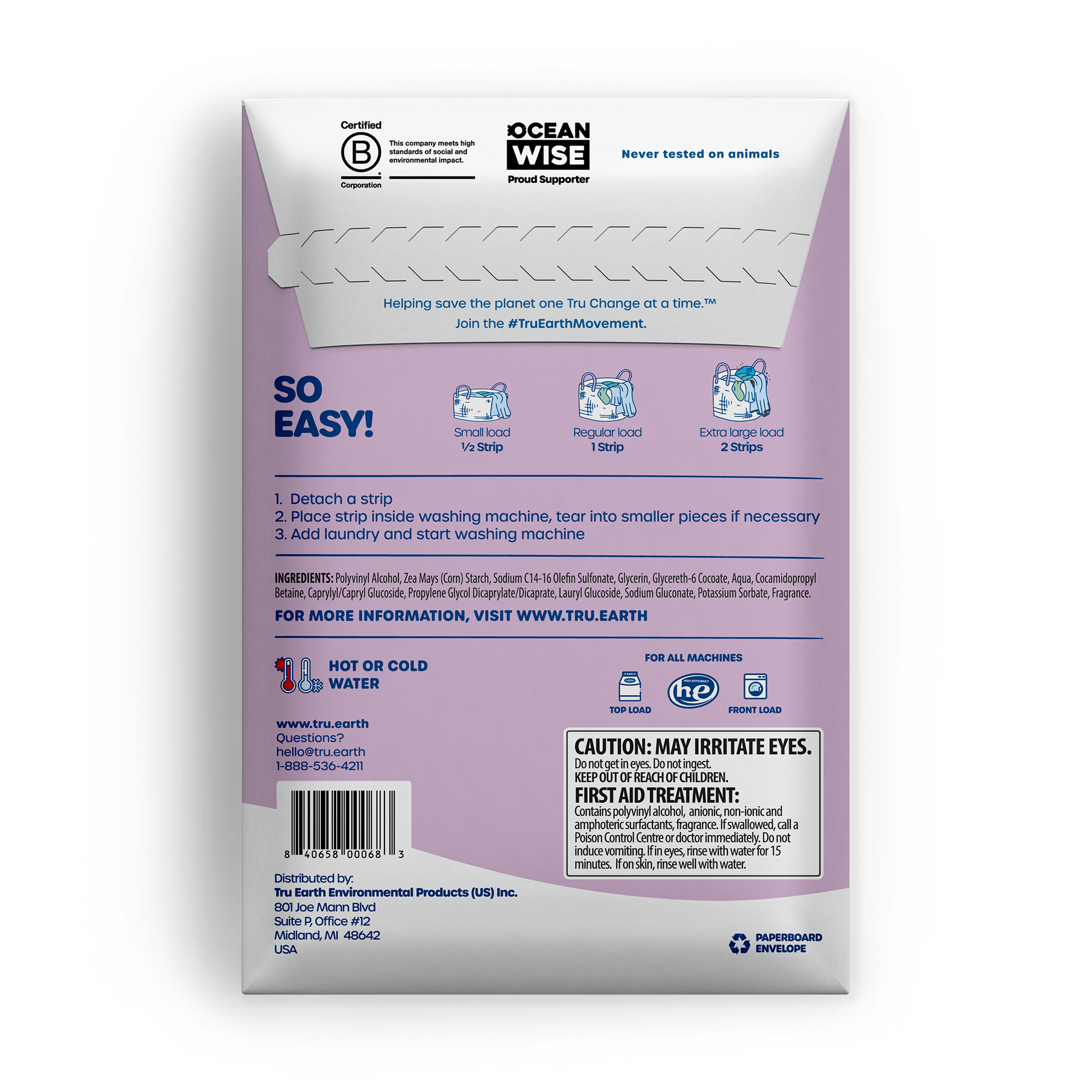 TruEarth Laundry Detergent Lilac Breeze Back of Package