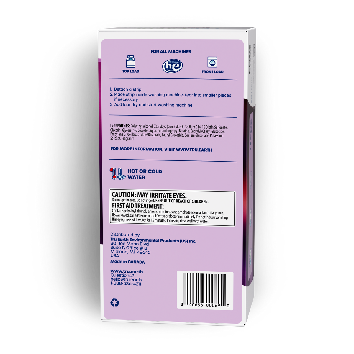 TruEarth Laundry Detergent Lilac Breeze Back of Package