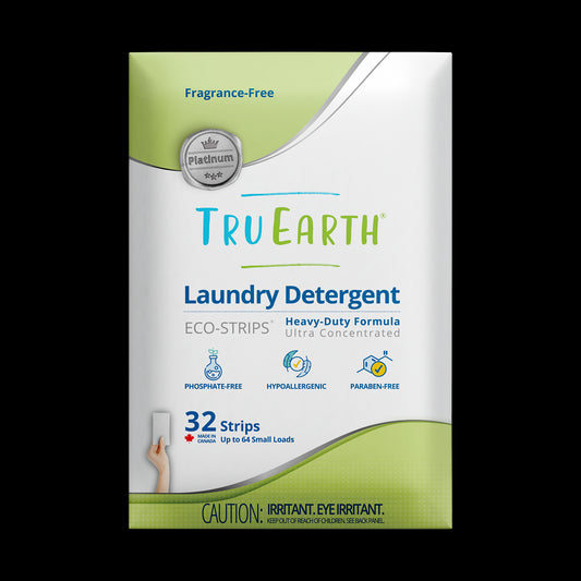 TruEarth Platinum Laundry Detergent Fragrance-Free Front of Package || 32 Strips