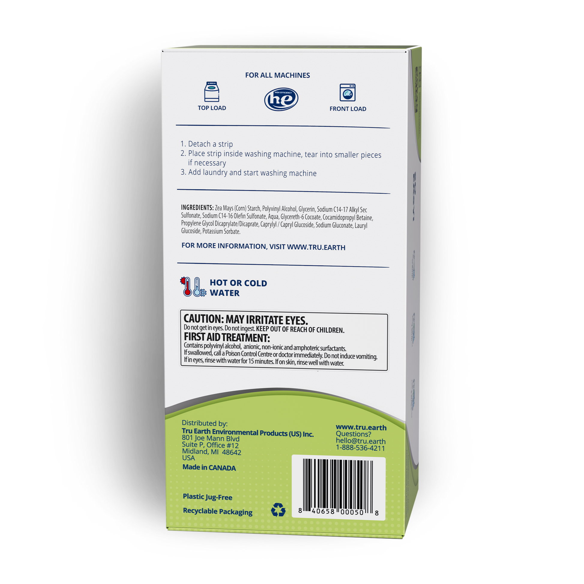 TruEarth Platinum Laundry Detergent Fragrance-Free Back of Package