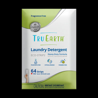 TruEarth Platinum Laundry Detergent Fragrance-Free Front of Package || 64 Strips