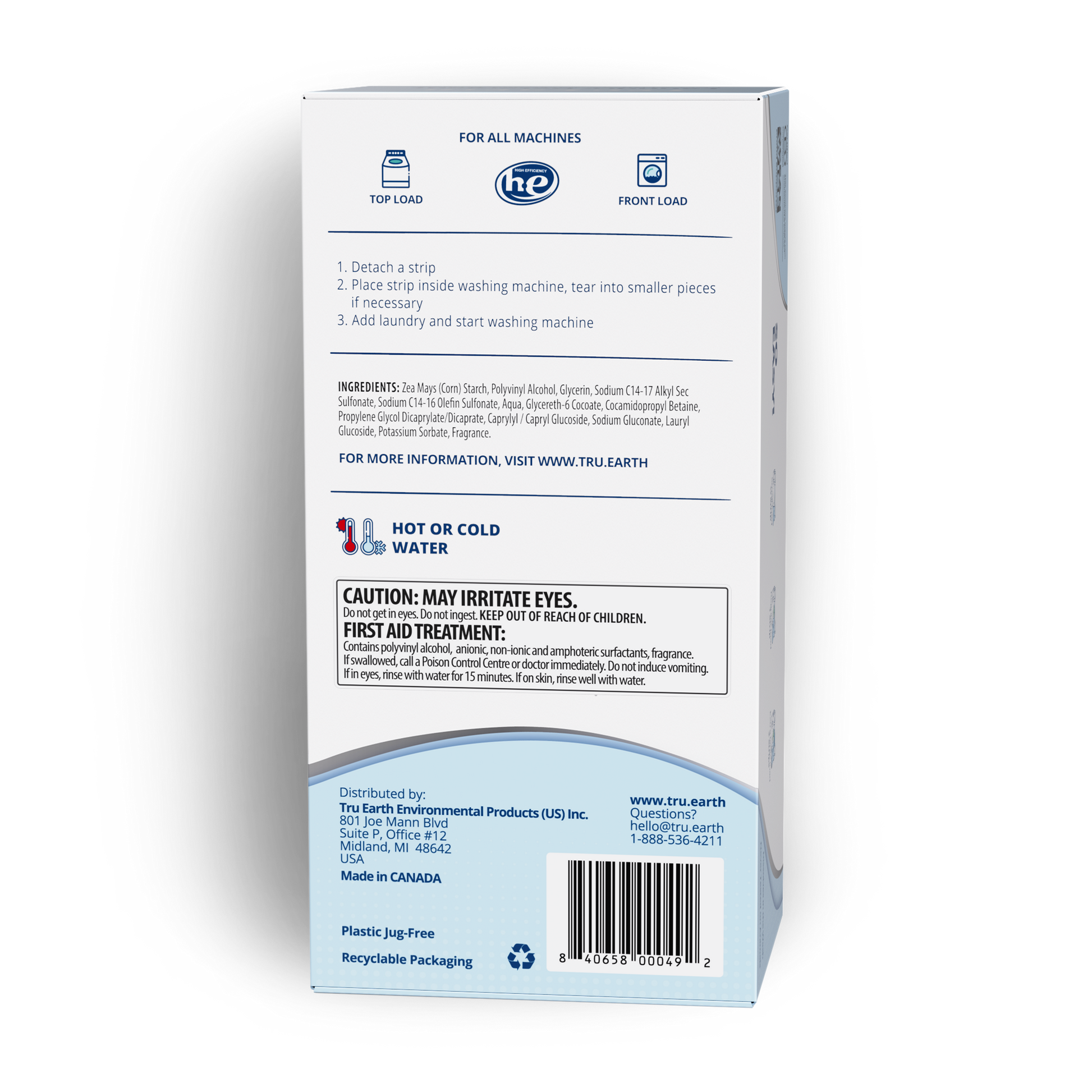 TruEarth Platinum Laundry Detergent Fresh Linen Back of Package
