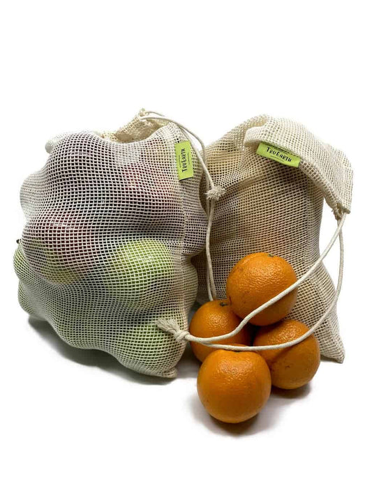 Tru Earth Reusable Cotton Mesh Produce Bags by Tru Earth, Set of 6 (3-medium, 3-large)