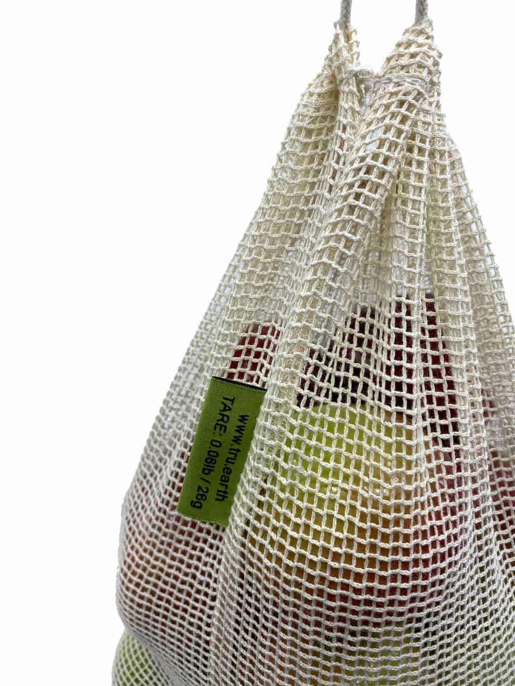 Tru Earth Reusable Cotton Mesh Produce Bags by Tru Earth, Set of 6 (3-medium, 3-large)