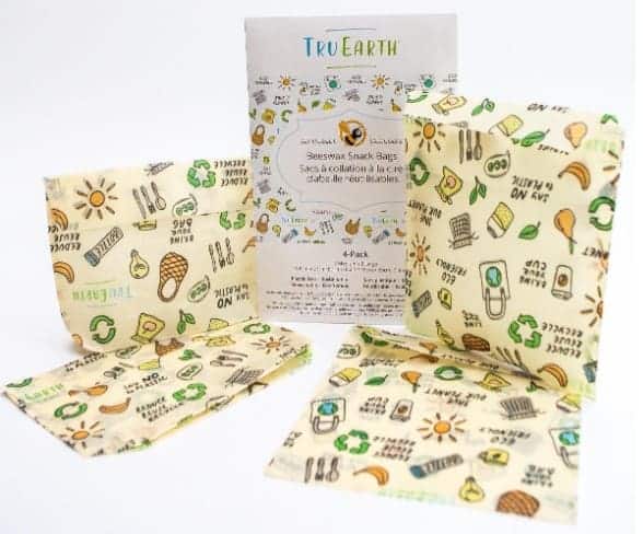 Tru Earth Beeswax Snack Bags 4 Pack - 2 Medium, 2 Large