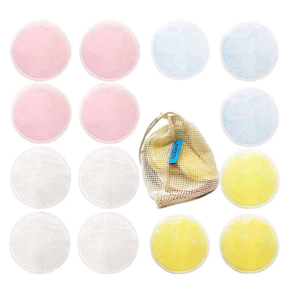 Tru Earth Bamboo Rounds Reusable Makeup Remover Pads with Reusable Cotton Laundry Bag - 14-pack